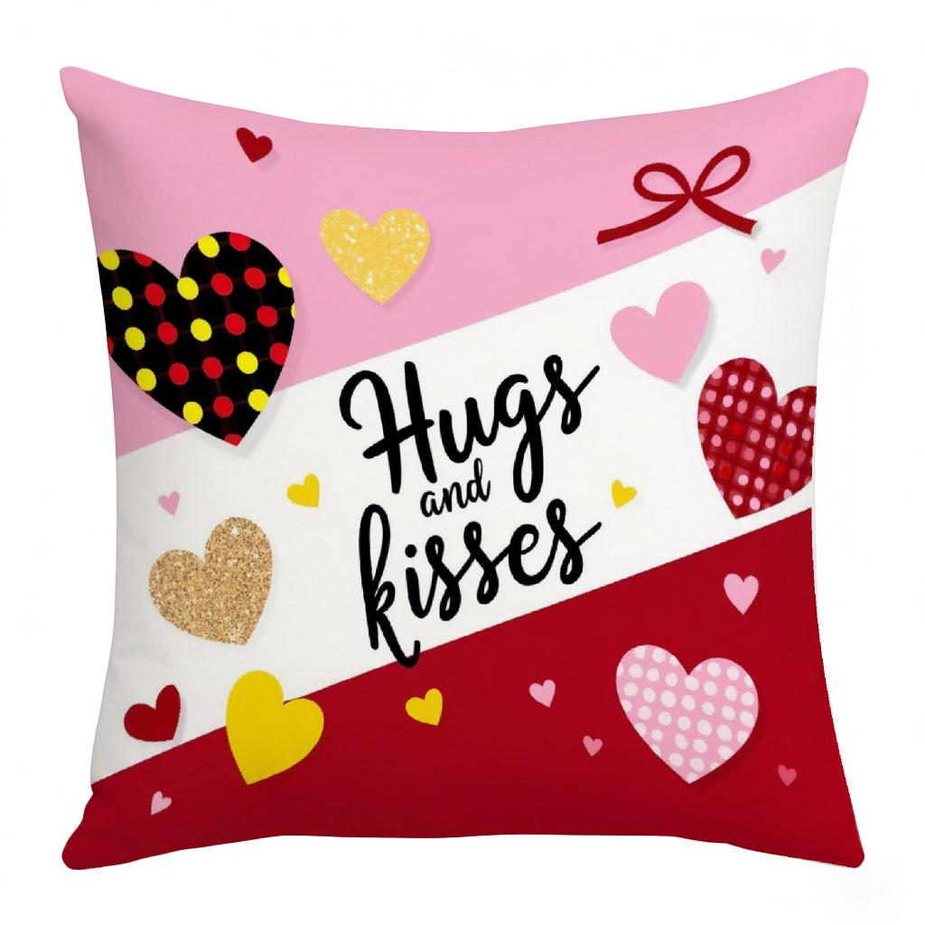 Rosa Valentinstag Festliche Atmosphäre Buchstaben Kissenbezug Heimdekoration Wohnzimmer Sofakissenbezug Leinen Druck