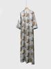 20mm Twill Silk Mulberry Tie-Waist Slimming Dress, Round Neck, Three-Quarter Sleeves, Elegant Long Dress