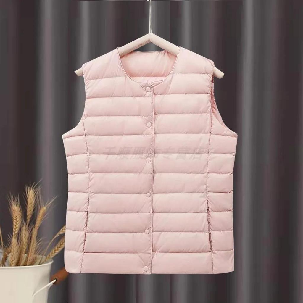 Women's Fall and Winter Light Temperament Commuter Vest Short Section Round Neck Undershirt Big Yards Coat