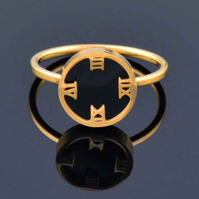 Vintage Gold Color Stainless Steel Rings for Women Moon Round Couple Anillos Jewelry Ring on Finger Gift JZ690 SSK