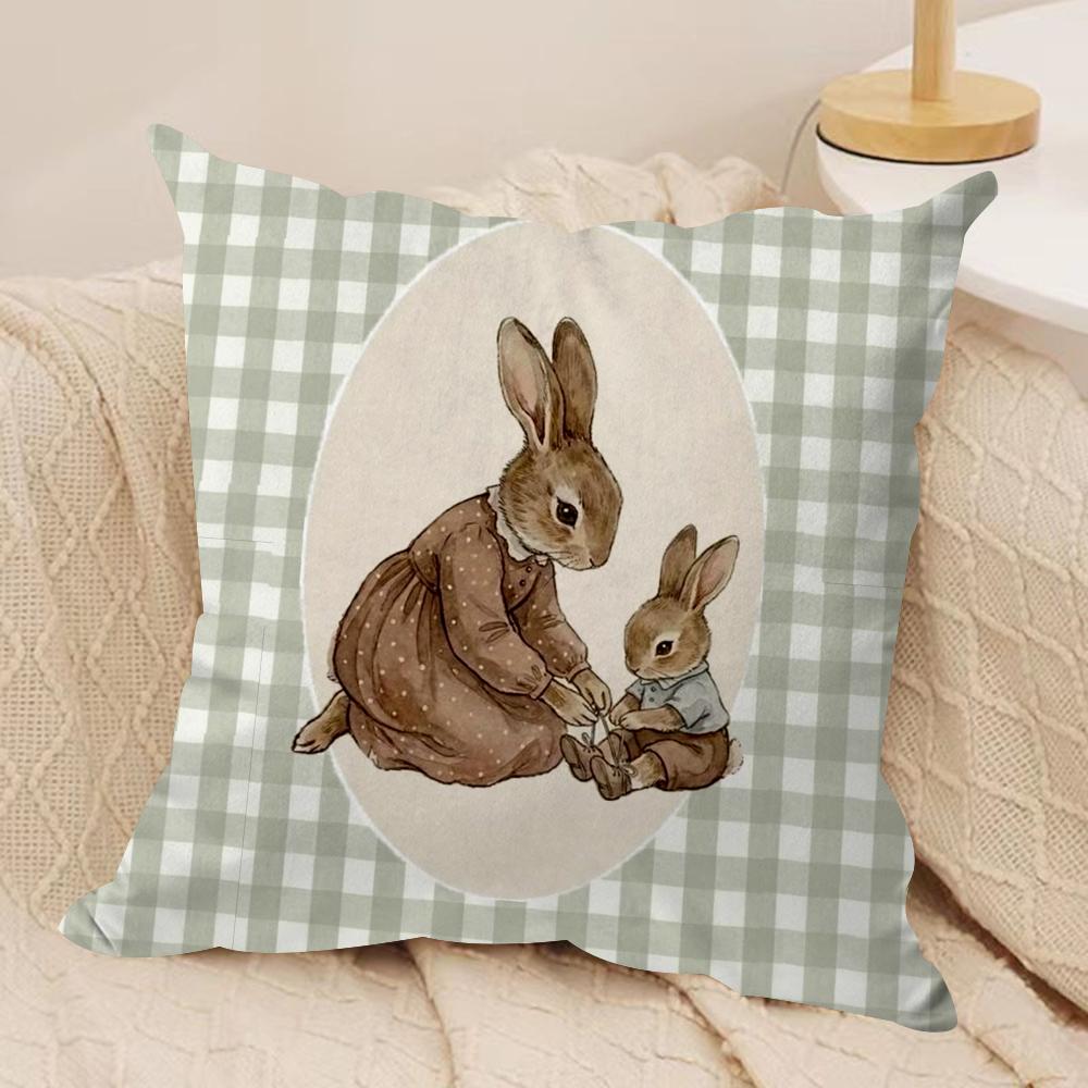 Easter Classic Cute Bunny Cushion Cover Soft Plush Pillow Cover DoubleSided Printed Sofa Cushion Summer Home Decor Gift