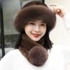 Women's Hat Faux Fox Fur Hat Winter Extra Thick Ladieswear Style Mongolian Beret Scarf and Baotou Basin Hat Wind and Snow Hat