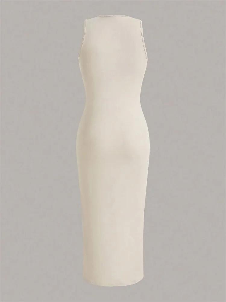 Dress Phumee Round Neck Sleeveless Slim Fit  Pleated A2313