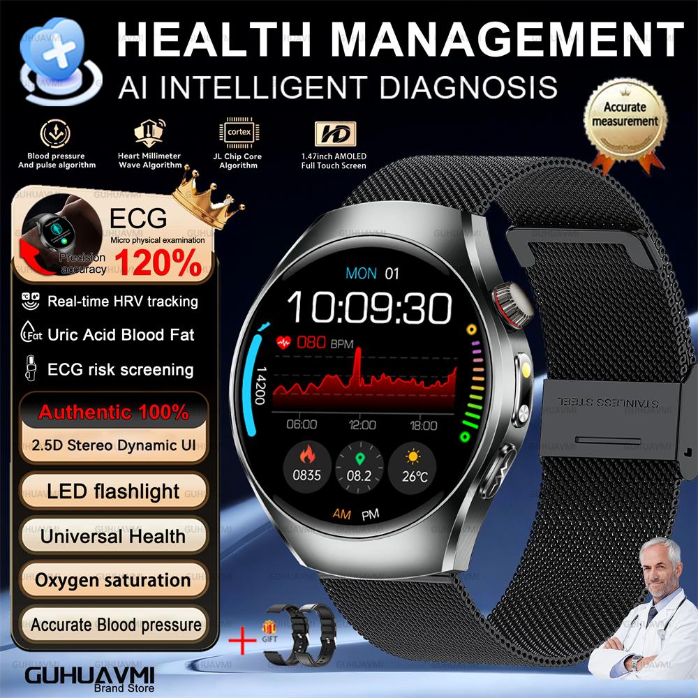 2026 Brand New Upgrade Health Check Smart Watch ECG Blood Lipid Uric Acid Body Fat Sports Waterproof Smart Watch For Man Women
