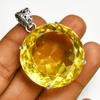 Laborodlad 124 ct Gul Safir Hänge Rund Ädelsten 925 Sterling Silver