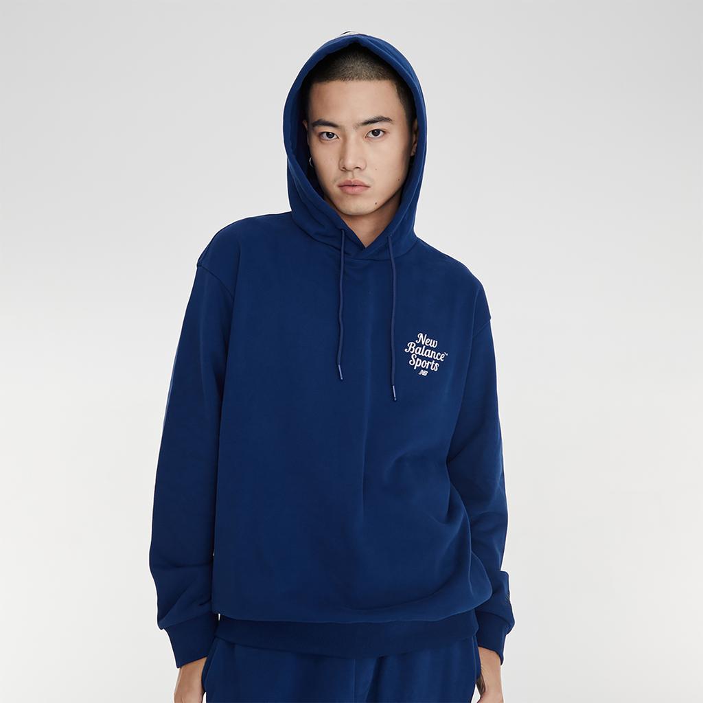 New Balance Sweatshirts Unisex Navy Blue Hooded Moderate Regular 5CD38061-NV