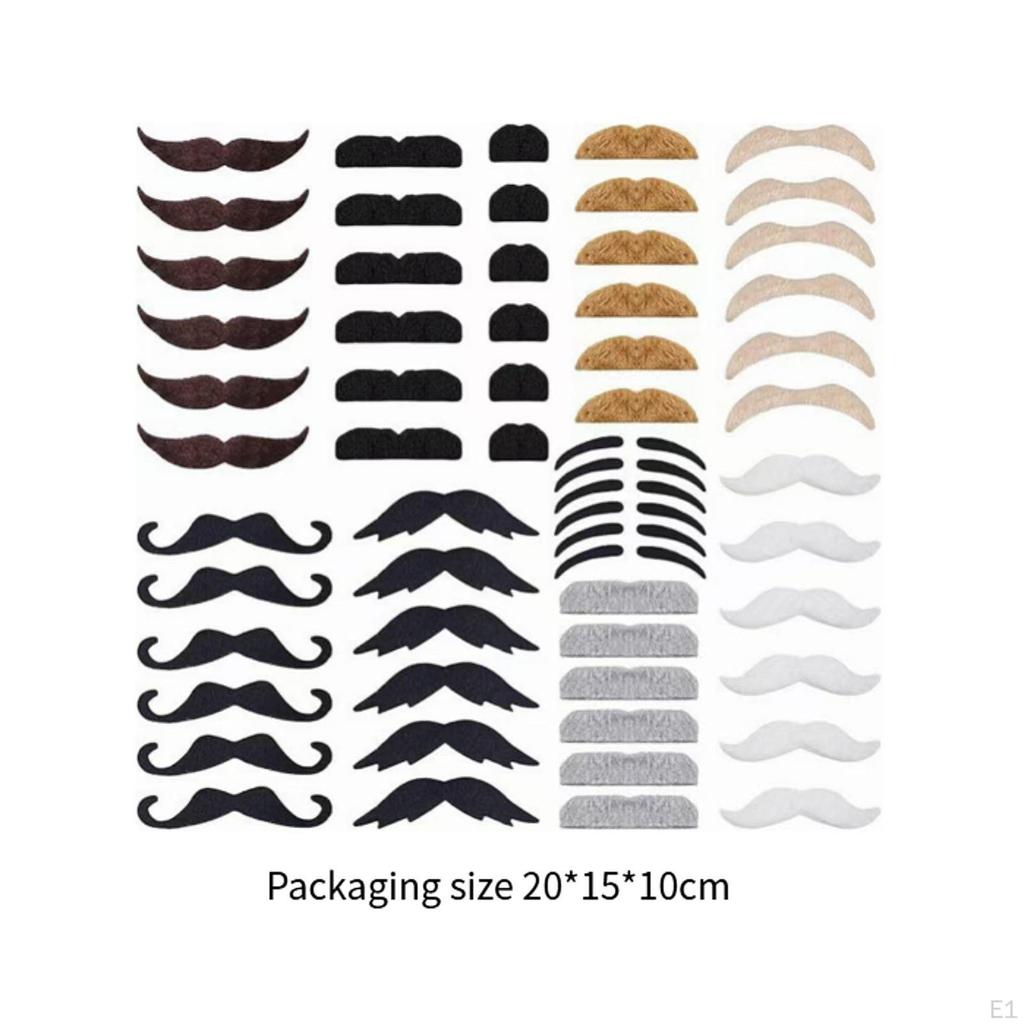 60Pcs Self Sticky Mustache Set Dress Up Simulation Facial Hair for Performance