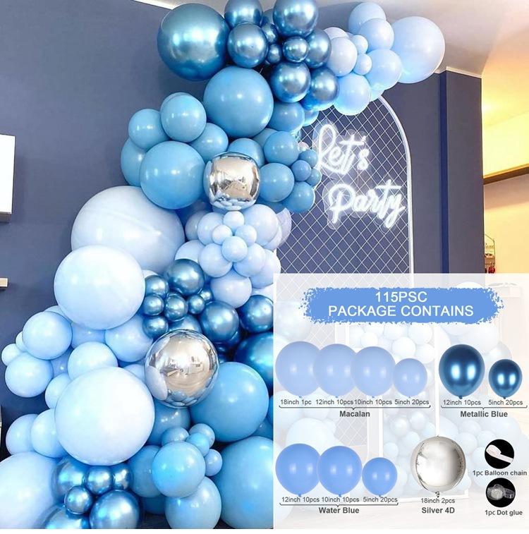 Realm Blue Macaron Balloon Set, Opening Birthday Wedding Party Wedding Decoration Balloon Chain Set