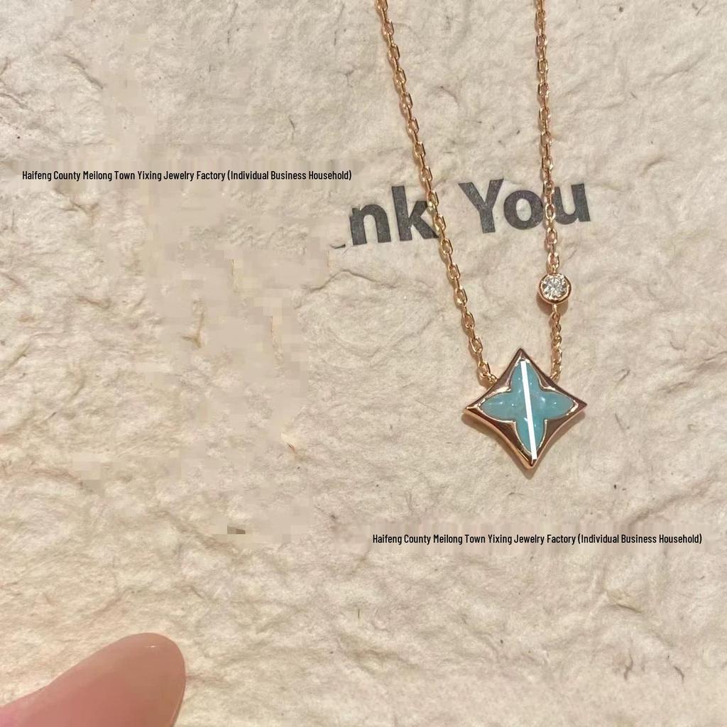 Round Diamond Clover Amazonite Flower Bracelet - Women's CNC Craft V Gold High-End Design