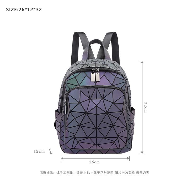 Fashionable Diamond-grid Backpack Luminous Women's Light Large-capacity Schoolbag 1304