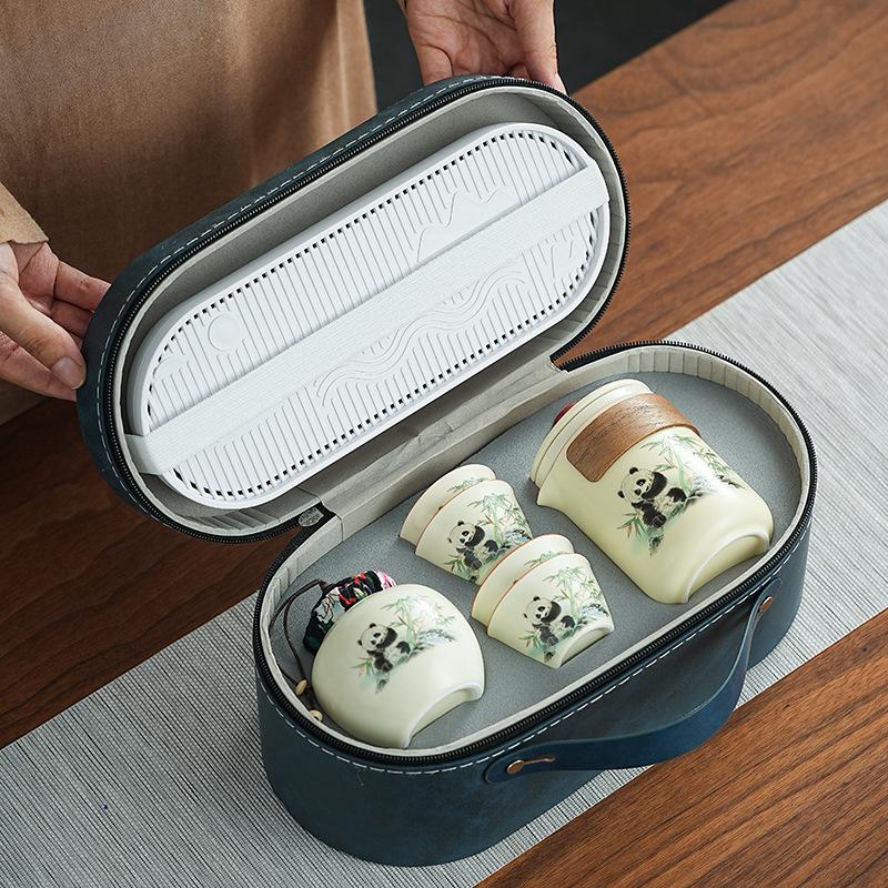 Guochao Mengqu Panda Kung Fu Tea Set Office Teapot Household Living Room High-end Teacup