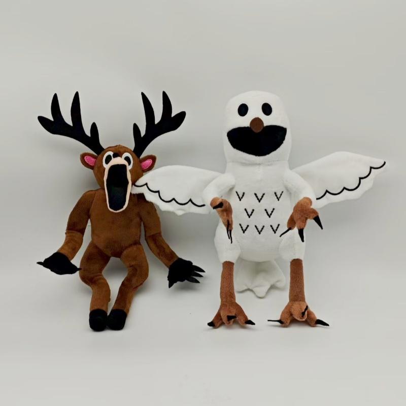 TreasuringU  New 99 Night In Forest Plush Game Brown Stand Sit Elk Deer White Owl Stuffed Doll Kid Christmas Gifts
