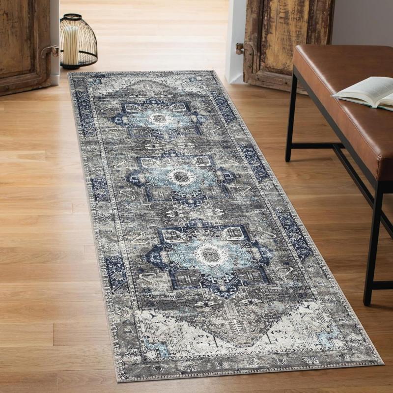 Tappeto Lungo Corridoio Persiano Retrò Antiscivolo Resistente all'Usura Lavabile Tappetino per Pavimento Tappeto per Camera da Letto Decorazione per la Casa