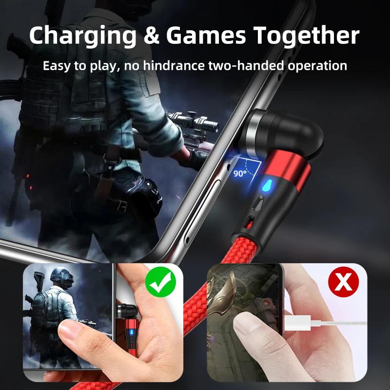 540 Rotate Magnetic Cable 5A Fast Charging Type C Cable For iPhone Xiaomi Realme Micro USB Magnet Charger Phone Data Cord