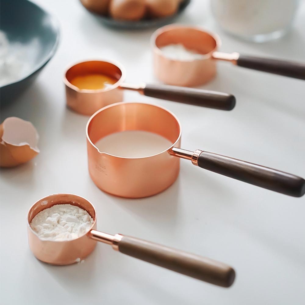 Stainless Steel Kitchen Rose Gold Measuring Spoons Set Measuring Cups Baking Tool Sugar Scoop