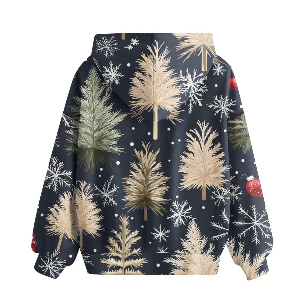 Genç Kızlar İçin Sweatshirtler Kapüşonlu Uzun Kollu İpli Kazak Sevimli Oversize Kapüşonlu Noel Günü