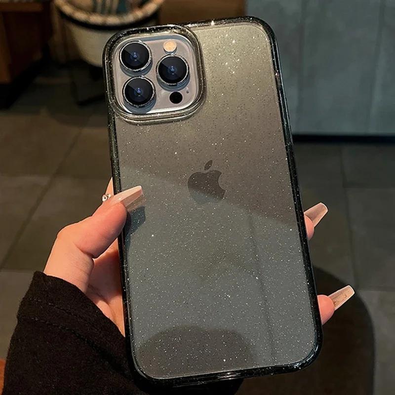 

Pink Glitter Bling Clear Soft Case for IPhone 16 15 14 13 11 12 Pro Max 17 Air Plus X XS XR 16Pro I Phone i17 Women Fundas Cover For iPhone X XS