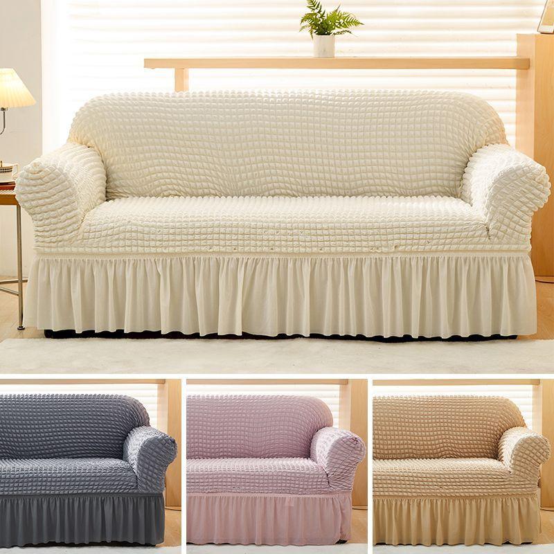Four Seasons Available Seersucker Bag Elastic Sofa Cover Dust Sofa Hat Skirt Lazy Sofa Cover Factory