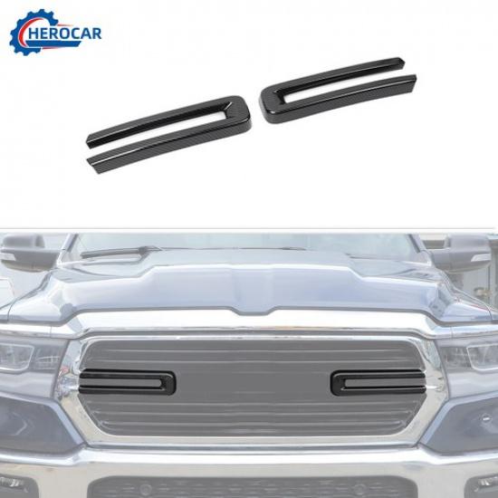 2x Vordere Kühlergrill-Einsatzabdeckung Zierleiste Für Dodge Ram 1500 + Karbonfaser-Muster