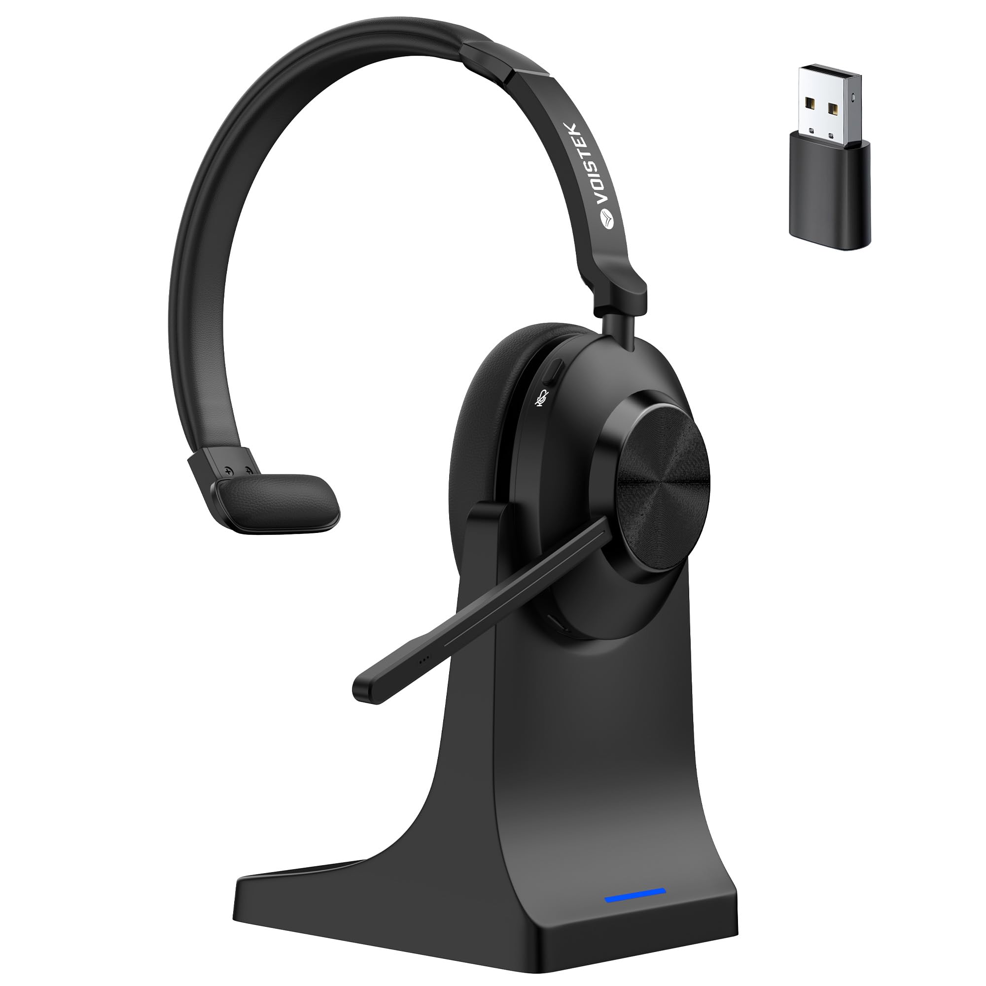 

Voistek Professional Wireless Bluetooth with Charging Stand and USB New Button Mute Simultaneous Connection with Two 50 Hours Talk Fast Low Compatible