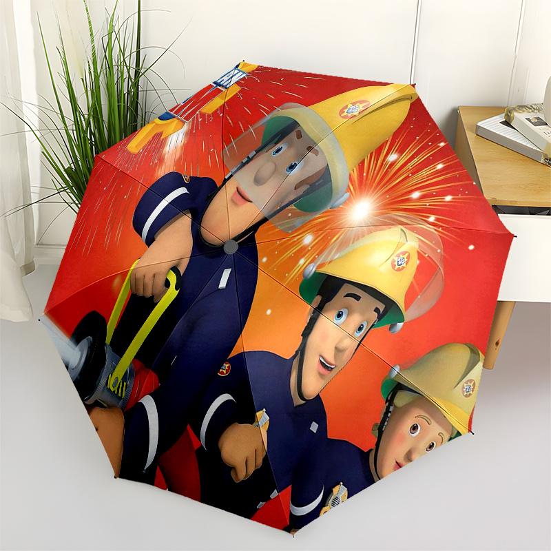

Fireman Fire trucks Themed Travel Umbrella-8 Ribs Automatic Opening and Closing, Portable Folding Design, Compact and Stylish Umbrella Suita