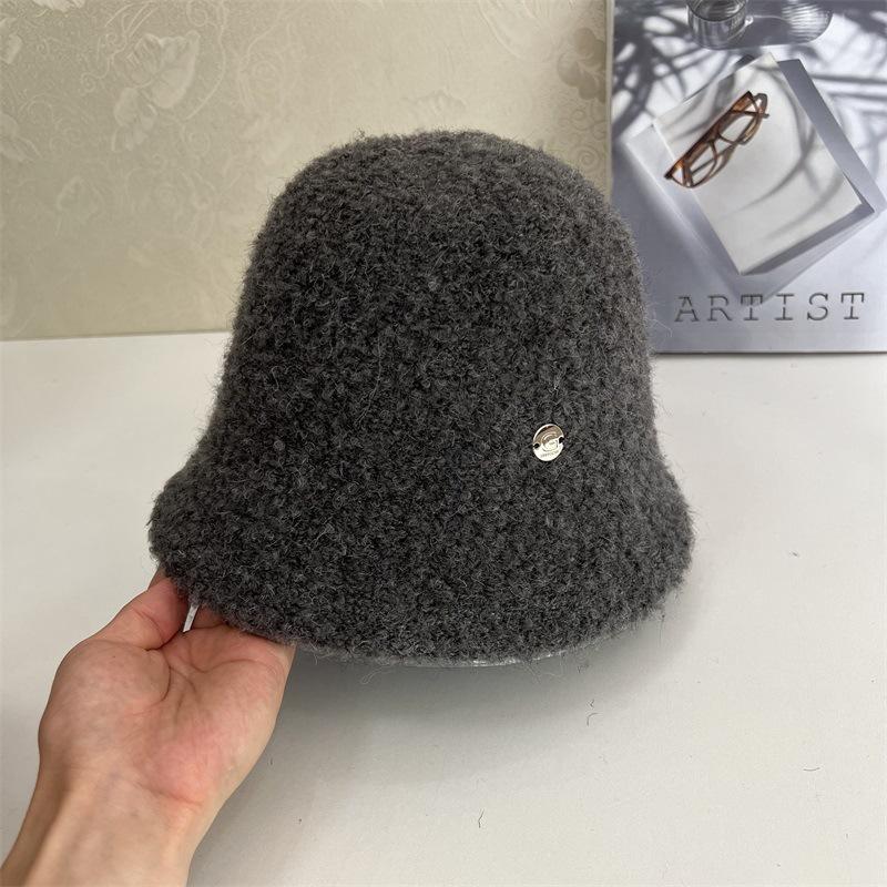 Thickened Plush Warm Bucket Hat Women's Autumn and Winter Big Head Circumference Shows Small Face Bucket Hat Fashionable Versatile Basin Hat
