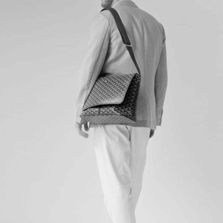Goyard CAPETIEN Canvas With Leather Messenger Bag, Shoulder Bag, Crossbody Bag Medium Unisex Black CAPETIMMLTY-01CG01P