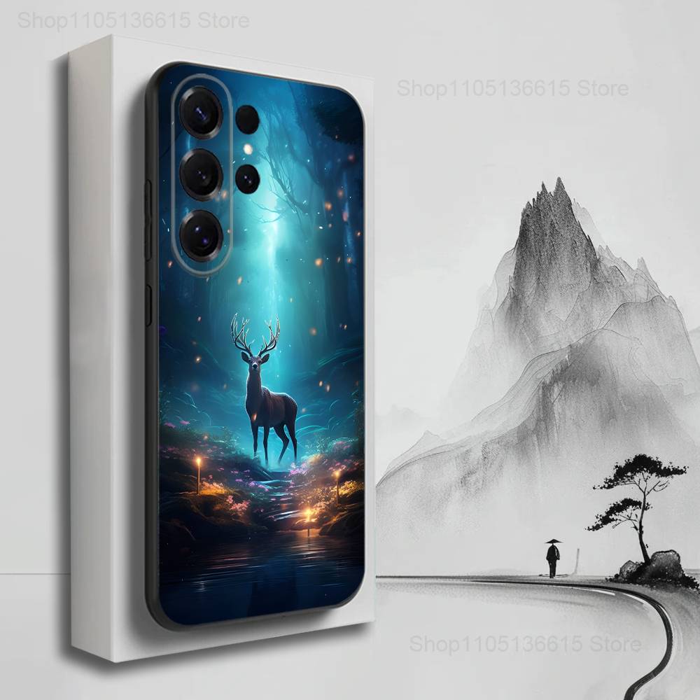 Cute Deer Animals Case For Samsung S10,Plus,S9,S22,S25,Ultra,S24,S21,S20,S23,FE,Lite,Soft Silicone Black