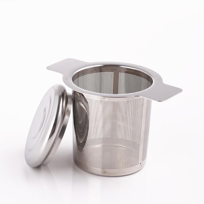 Stainless Steel Tea & Coffee Infuser with Lid and Handle - Double Ear Mesh Strainer