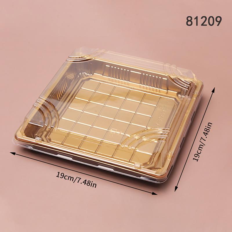 10 Pcs Disposable Sushi Box Home Takeaway Beef Lamb Sliced Salmon Covered Packaging Box Square Sushi Plate Meal Box Containers
