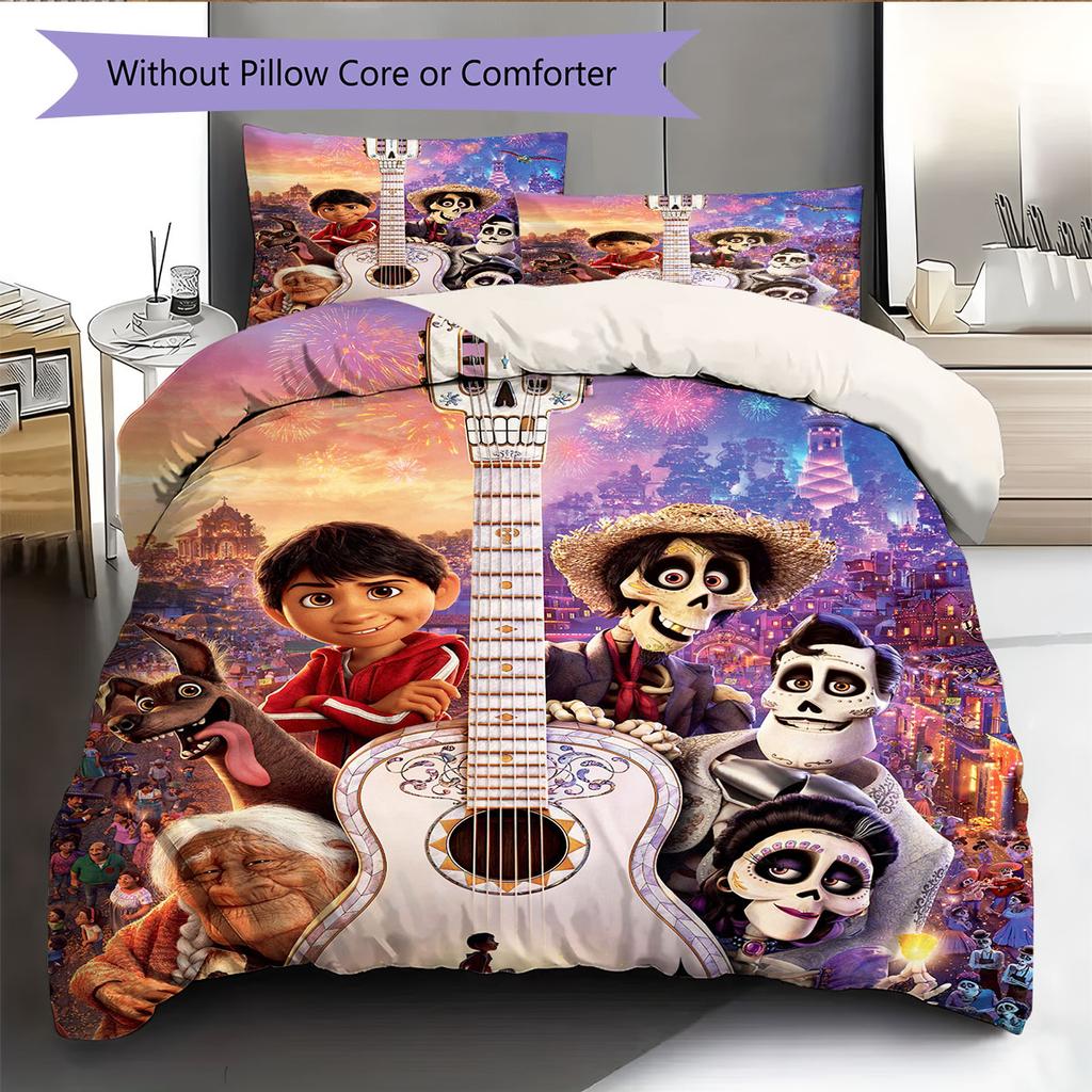 COCO Pattern Bedding Home Decoration Birthday Gift ( 1 duvet cover + 2 pillowcase, without core),fan merchandise.