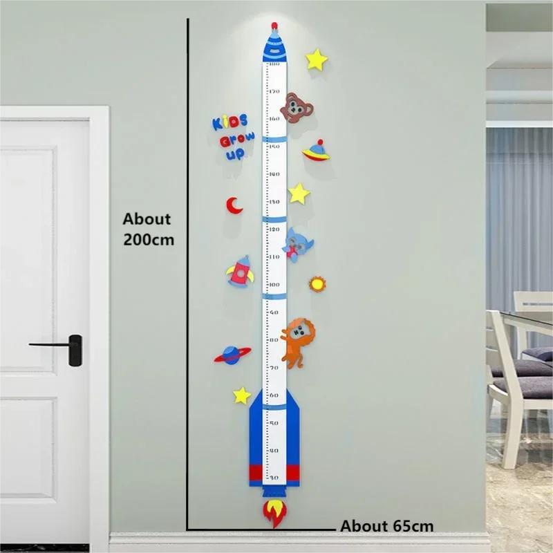 Kids Height Measure Wall Sticker UFO Rocket Monkey Height Charts Wall Sticker Nursey Decor Wallpaper Children Bedroom Decoration