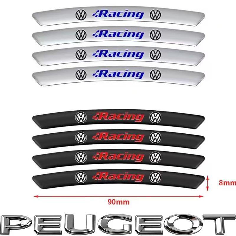 4Pcs Aluminum Car Badge Emblem Wheel Hub Rims Decor 3D Stickers For VW GTI Polo Golf Passat B6 B7 Jetta T-ROC Taigo CC Hub Cap