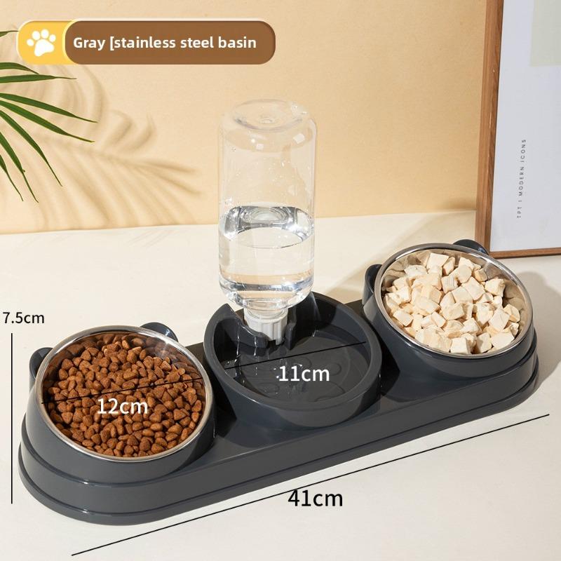 

Двойная миска для кошек с наклонным краем оснащена автоматической поилкой и кормушкой для предотвращения ее опрокидывания. Steel bowl темно серый