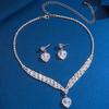3Pc Women'S Stylish Stylish Heart Shaped Necklaces Earrings Jewelry Set Design Sense Suitable For Wedding, Party, Festival Gifts 8522Fashion Necklaces