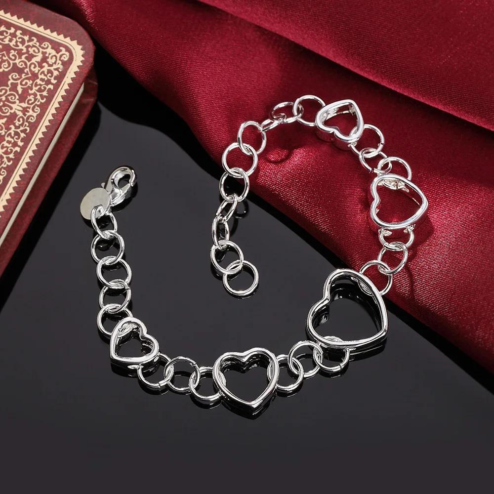 1pcs Nice   Copper heart Bracelets for woman men lady luxury Fashion Party Wedding Jewelry Christmas Gifts 20CM