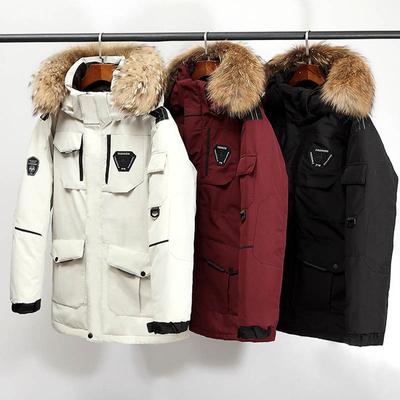 Men's Down Jackets Big Real Fur Collar Warm Parka Degrees Men Casual White Duck Down Coats Winter Snow Overcoat Thicken