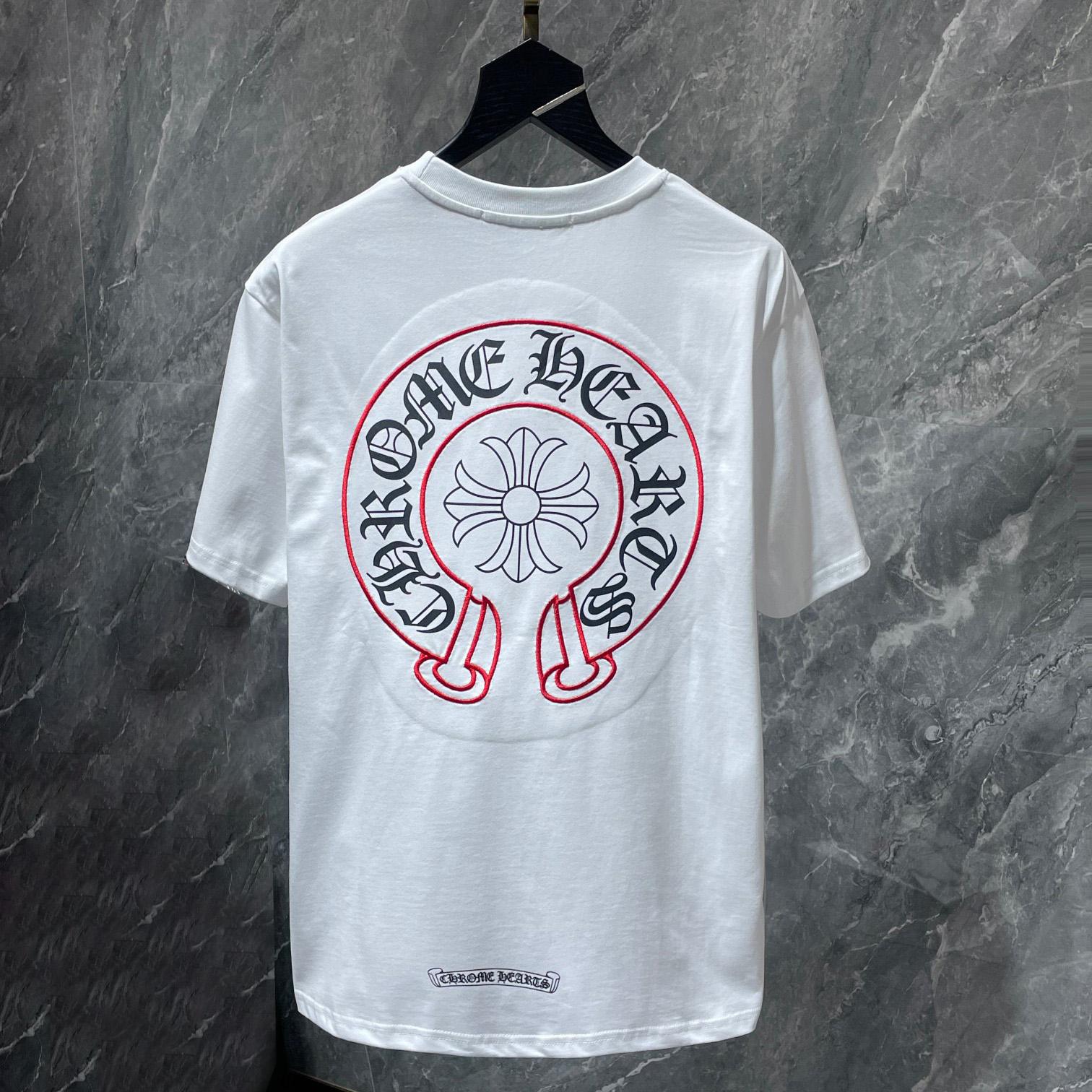 

8241 CHROME HEARTS 2026 Літо Нова Високоякісна Бавовняна Круглий Виріз Вільна Великий Розмір Чоловіча та Жіноча Футболка Футболка для Пари S білий