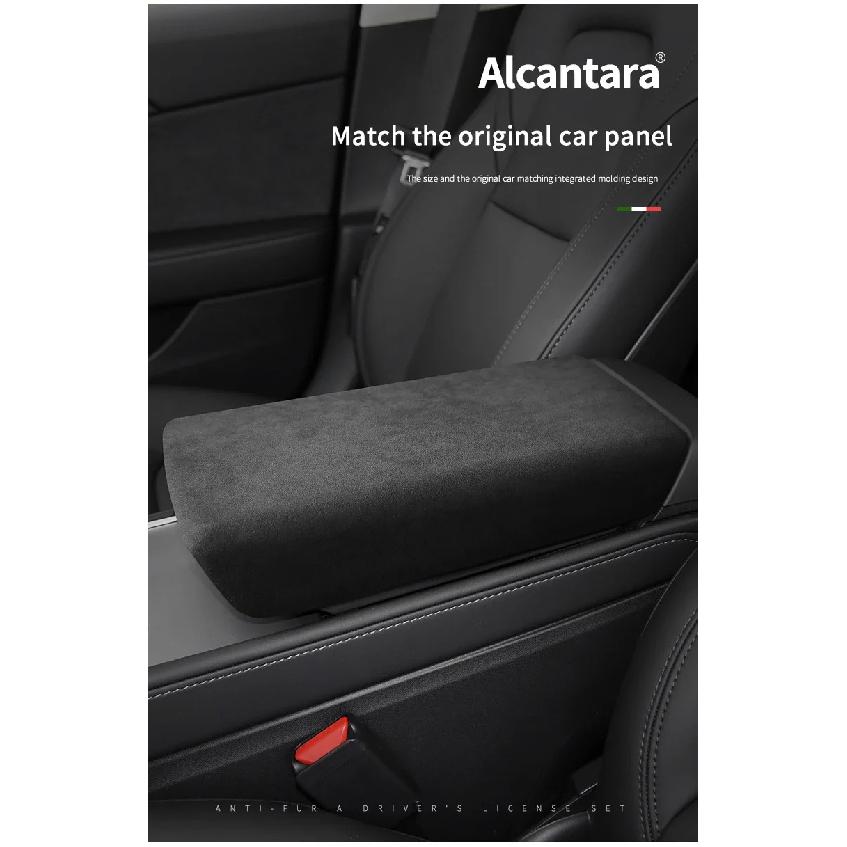 For Tesla Model 3, Model Y 2018 2019 2020 2021 2022 Alcantara Central Armrest Lid Cover Sheath Shell Black