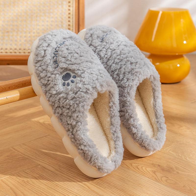 Cotton slippers women's autumn and winter baotou warm plush thickened soft bottom non-slip couple home slippers men