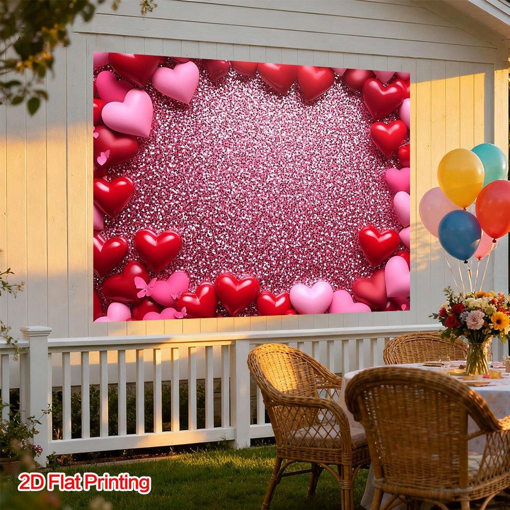 1Pcs Pink Red Hearts Romantic Pattern Decoration Background Valentines Backdrop Decorations For Photo Studio Photo Booth Party