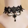 Collares Sexy Gothic Chokers Crystal Black Lace Neck Choker Necklace Vintage Victorian Women Chocker Steampunk