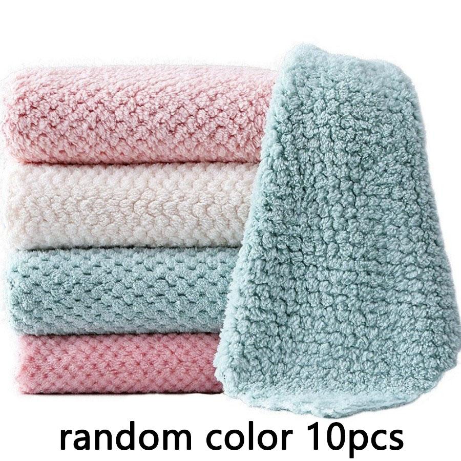 1/3/5/10pcs Ultra-Soft Microfiber Kitchen Towels - Super Absorbent, Non-Greasy Dish Cloths for Easy Cleaning & Quick Dry