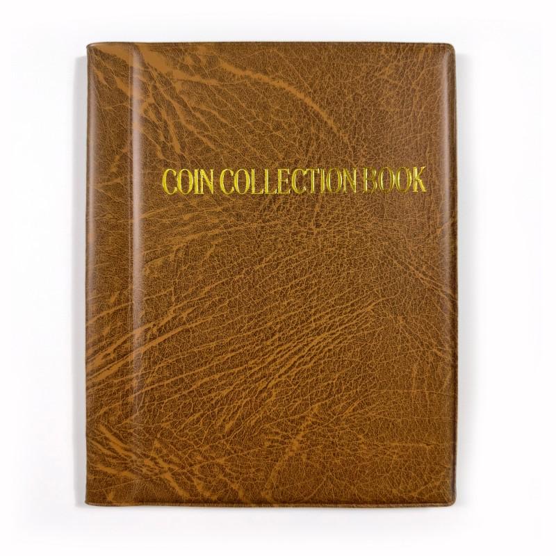 Antikes Bronze-Münzalbum: 240/480 Taschen-Loseblatt mit Goldfolien-Logo