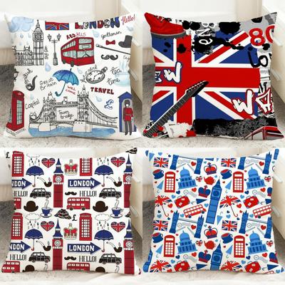 LOVE England Printed Cushion Cover Comfortable Reversible Pillow Cover Ideal for Car Sofa Bedroom & Beyond