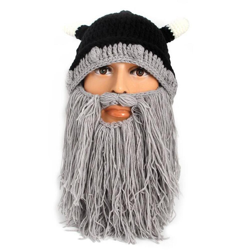 Fashion Creative Wool Knit Ox Horn Beard Hat Warm Comfortable Beanie Hat Halloween Gifts