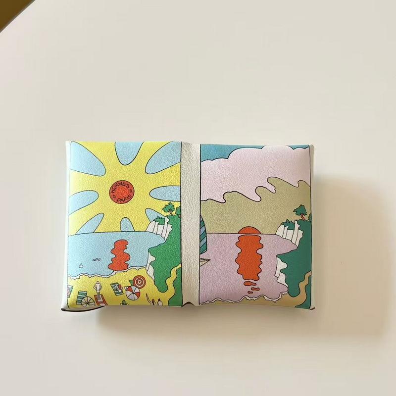 Цветная печать быстрая кожаная сумка для мелочи полусложенный кардхолдер кожаный кошелек первый слой коровья кожа (2305-1) 10.5*7.5*2.5CM