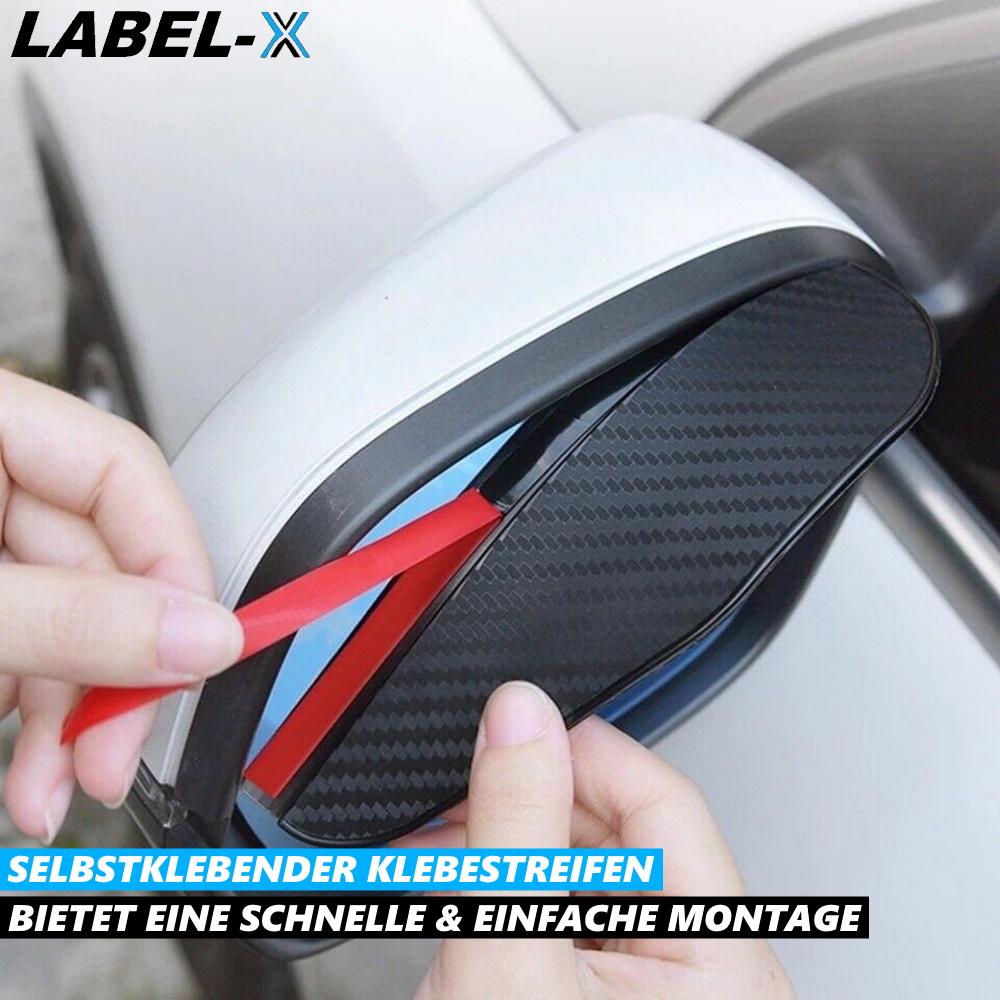 LABEL-X Rückspiegel Regenschutz Sonnenblende Seitenspiegel Carbon Kappe 2er