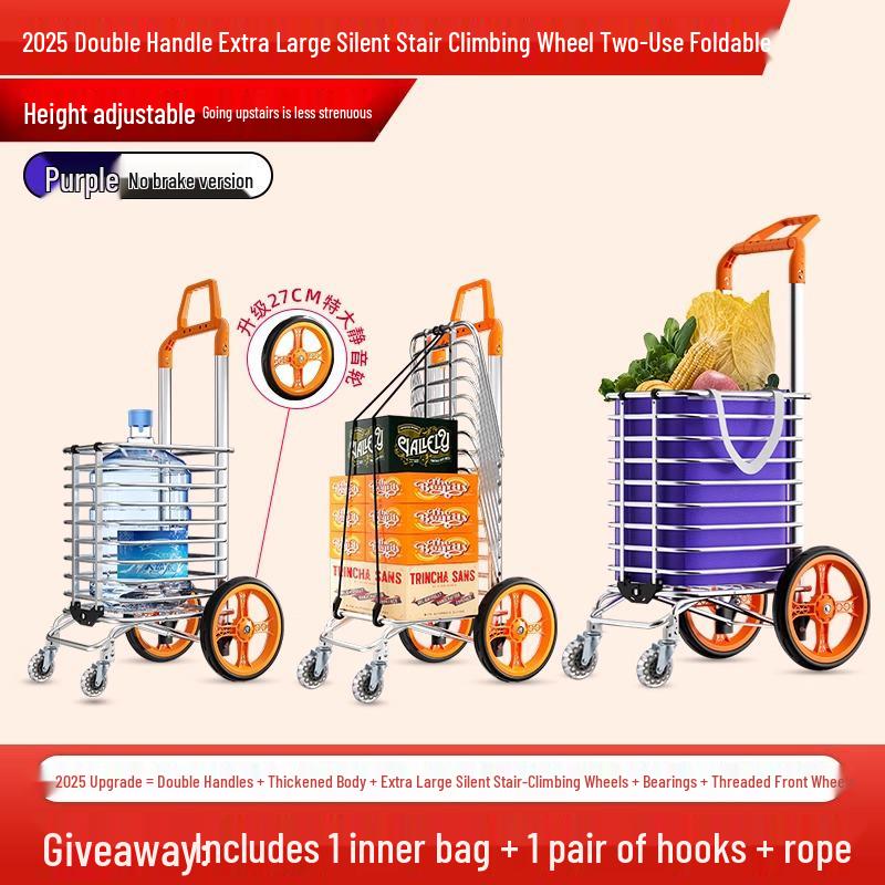 Giantex Folding Stair Climbing Grocery Cart - Lightweight, Portable & Hand-Pulled for Seniors