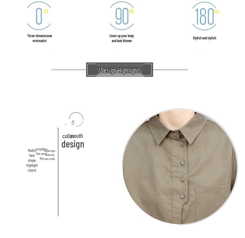 Casual Cotton Linen Long Sleeve Shirt for Women - 2024 Spring/Autumn Plus Size Fashion Loose Fit Top